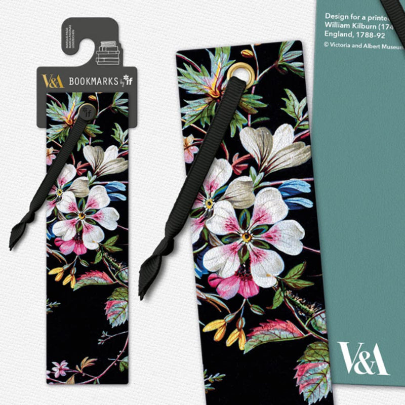 V&A Bookmark - Black Floral