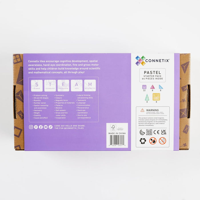 Connetix Pastel Starter Pack, 64 Pieces