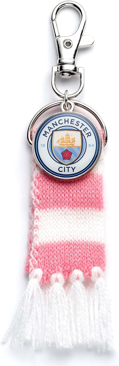 The Carat Shop Manchester City Football Club Pink Scarf and Logo Charm Backpack Hanger