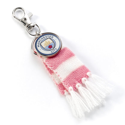 The Carat Shop Manchester City Football Club Pink Scarf and Logo Charm Backpack Hanger