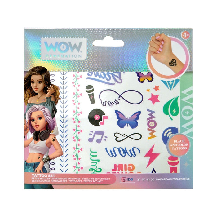 Kids Euroswan Set + DE 50 tatoeages Color Y B/N CDU 24 U Wow Generation, meerkleurig (WOW00016