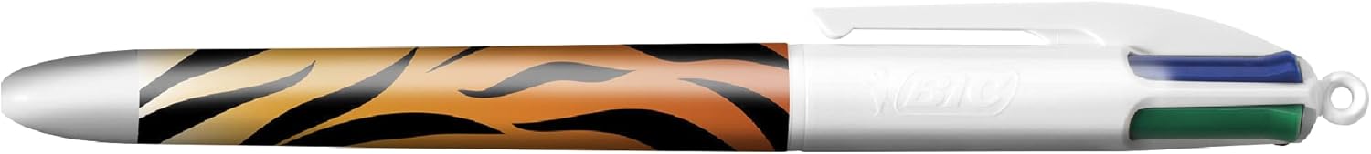 BIC Penne a sfera con stampa animalier, punta media (1,0 mm), motivo zebra, leopardo, tigre, confezione da 3 pezzi, multicolore, 999850