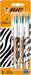 BIC Penne a sfera con stampa animalier, punta media (1,0 mm), motivo zebra, leopardo, tigre, confezione da 3 pezzi, multicolore, 999850