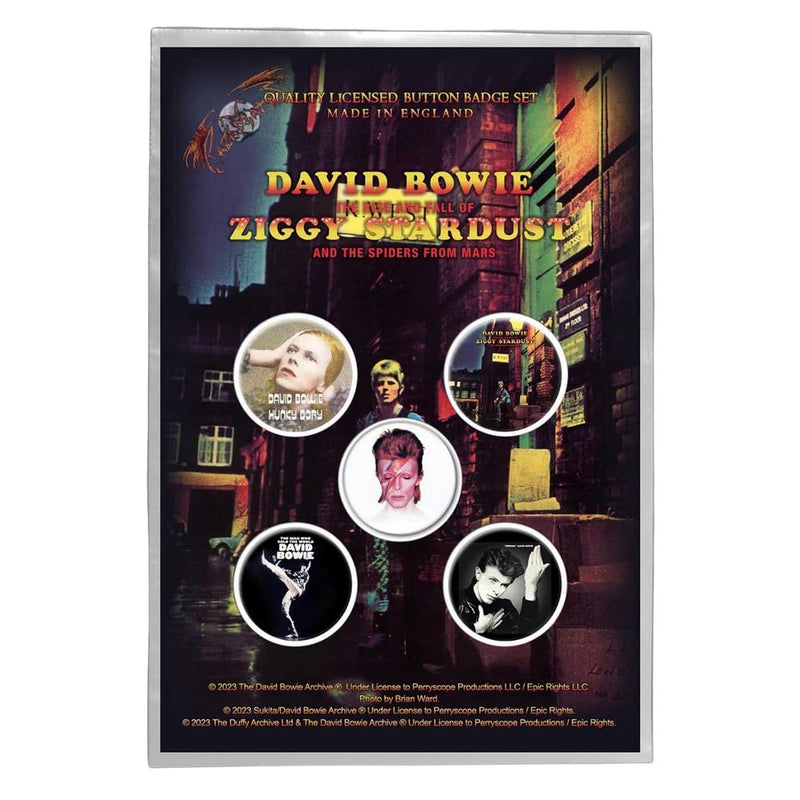 David Bowie Blue Retro Button Badge 5 Pack
