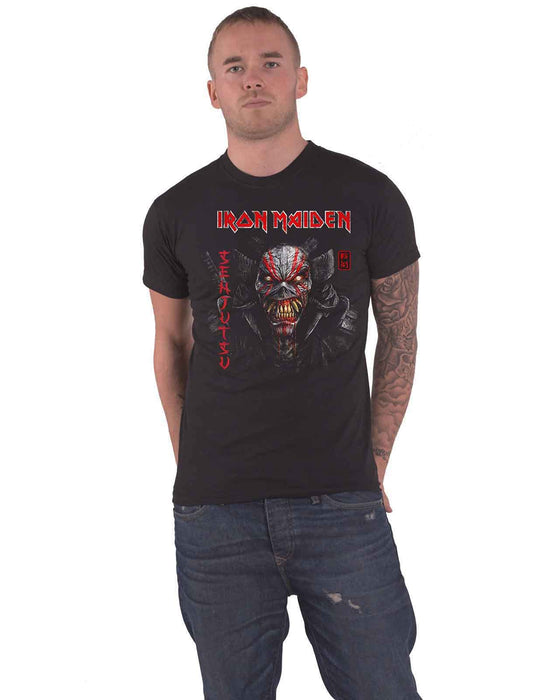 Iron Maiden T Shirt Senjutsu Black Cover Vertical Logo Official Mens Black