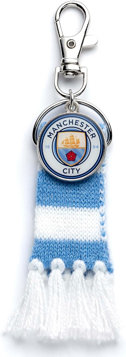 The Carat Shop Manchester City Football Club Blue Scarf and Logo Charm Backpack Hanger
