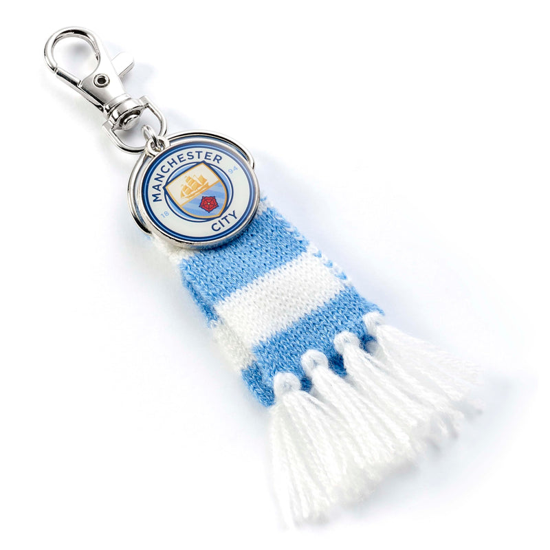 The Carat Shop Manchester City Football Club Blue Scarf and Logo Charm Backpack Hanger