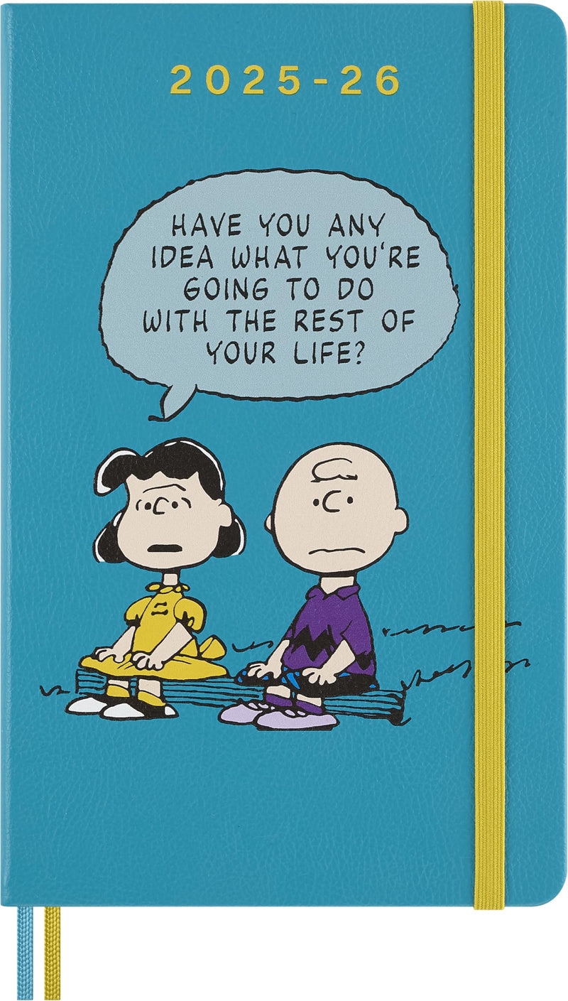 Moleskine Peanuts Weekly Planner 2025 2026, 18 Months Diary 2025-2026 with Hard Cover, Elastic Closure and Themed Stickers, Large Format 13 x 21 cm