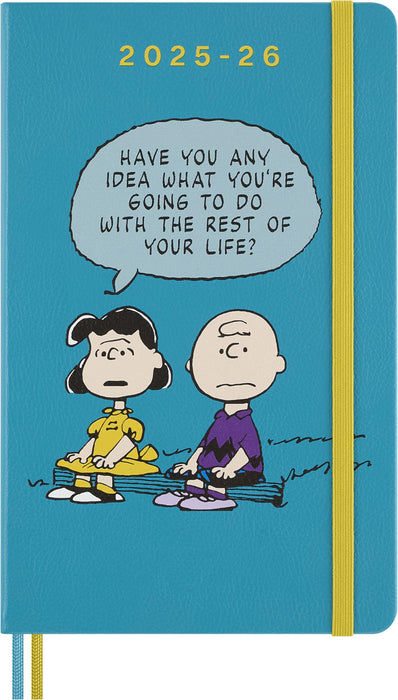 Moleskine Peanuts Weekly Planner 2025 2026, 18 Months Diary 2025-2026 with Hard Cover, Elastic Closure and Themed Stickers, Large Format 13 x 21 cm