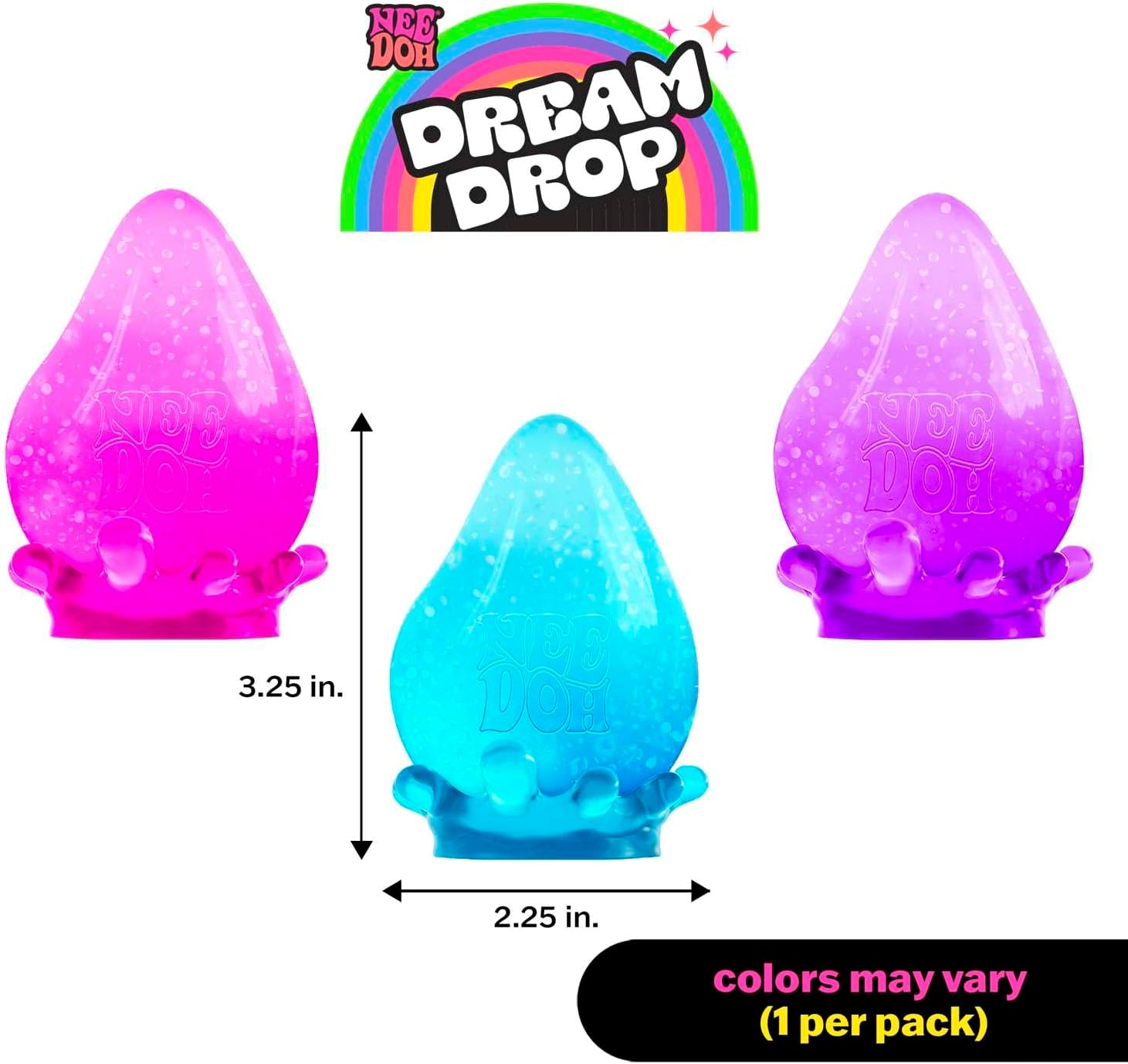 Schylling NeeDoh Dream Drop – sensorisches Quetschspielzeug mit verträumtem glattem Drücken – 7,6 cm hoch – Farbe kann variieren (1 Stück