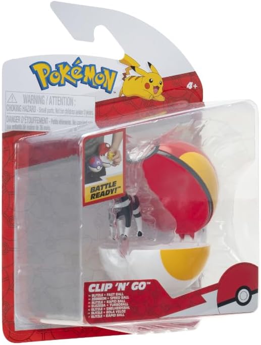 Pokémon PKW4149 - Clip and Go Pokéball - Elezeba und Turboball, offizieller Pokéball mit beweglicher 5 cm Figur