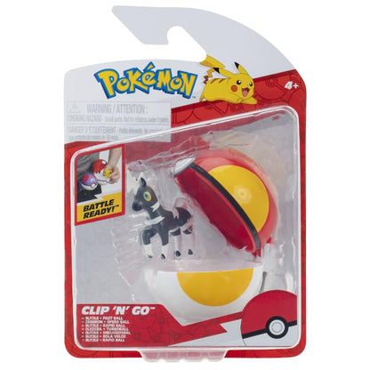 Pokémon PKW4149 - Clip and Go Pokéball - Elezeba und Turboball, offizieller Pokéball mit beweglicher 5 cm Figur