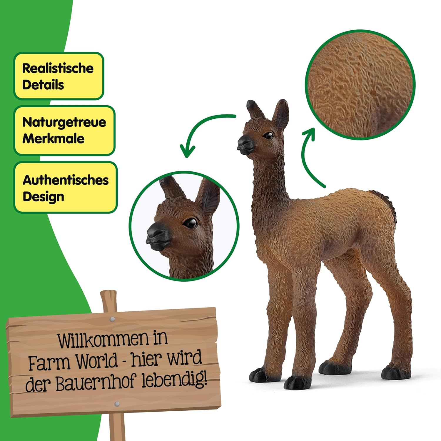 schleich 14890 Lama Fohlen, ab 3 Jahren, Farm World - Spielfigur, 2 x 5 x 7 cm
