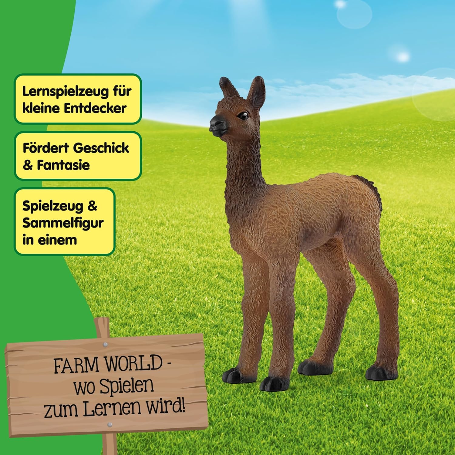 schleich 14890 Lama Fohlen, ab 3 Jahren, Farm World - Spielfigur, 2 x 5 x 7 cm