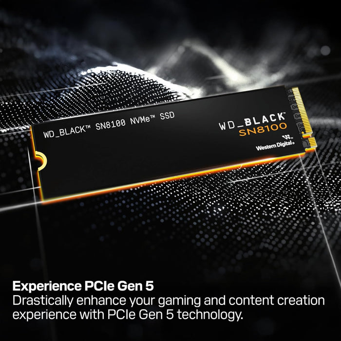 WD_BLACK SN8100 1TB PCIe 5.0x4 NVMe M.2 SSD, up to 14,900MB/s read speed, up to 11,000MB/s write speed, Next Gen TLC 3D NAND