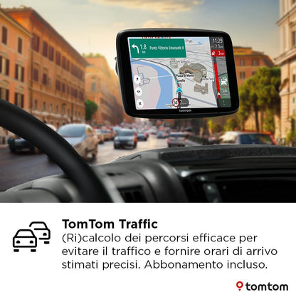 TomTom Navigatore per camper e roulotte GO Camper Tour (schermo da 6", PDI per camper, aggiornamenti Wi-Fi, TomTom Traffic, 6 mesi di avvisi autovelox, mappe d'Europa, indicatore corsia in movimento