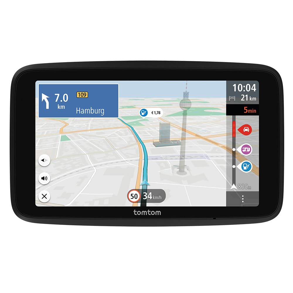 TomTom Navigatore per camper e roulotte GO Camper Tour (schermo da 6", PDI per camper, aggiornamenti Wi-Fi, TomTom Traffic, 6 mesi di avvisi autovelox, mappe d'Europa, indicatore corsia in movimento