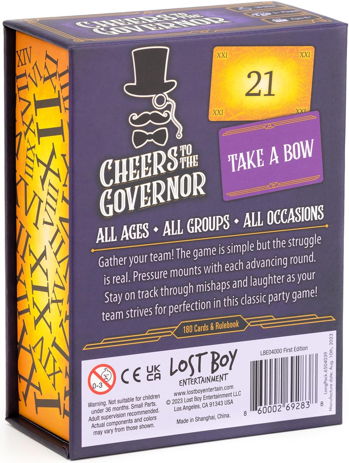Cheers To The Governor - Party Games - for Kids 8 and Up - for Adults - Family Game Night - Card Games - Travel