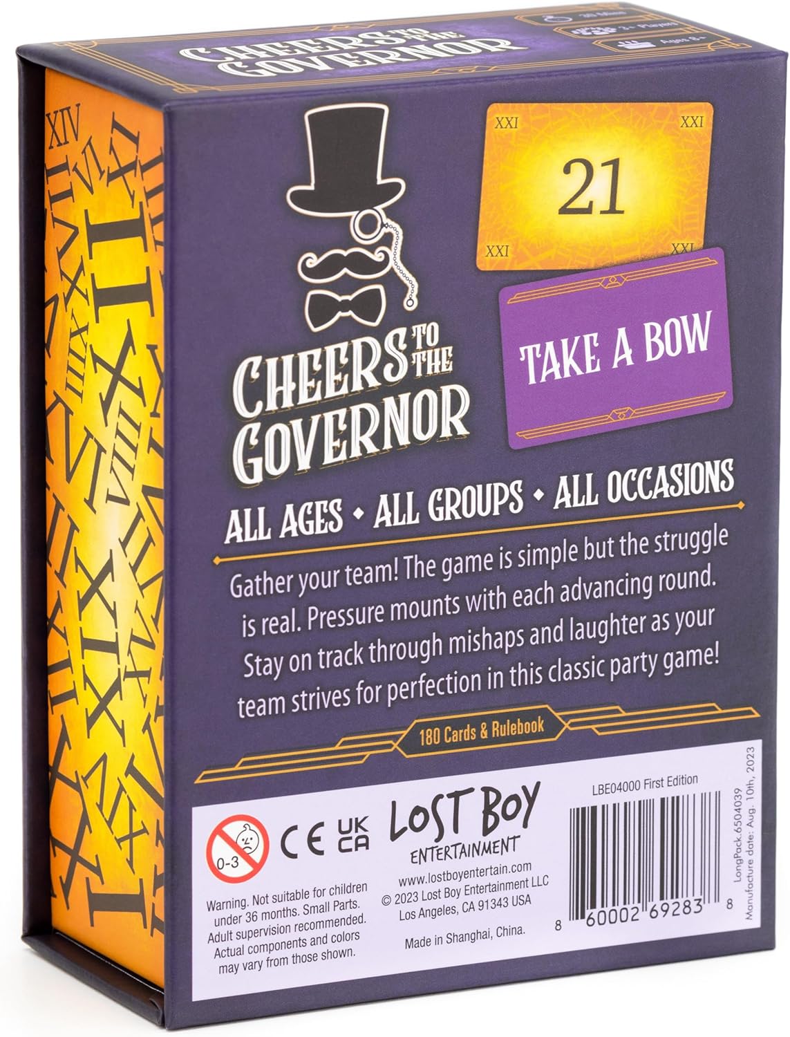 Cheers To The Governor - Party Games - for Kids 8 and Up - for Adults - Family Game Night - Card Games - Travel