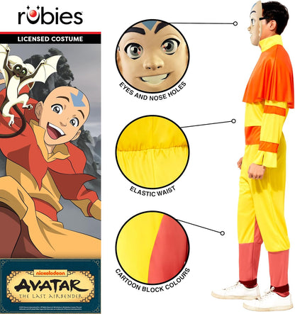 Rubies Men's Avatar: the Last Airbender Aang Costume Jumpsuit With Cape and MaskAdult Costume