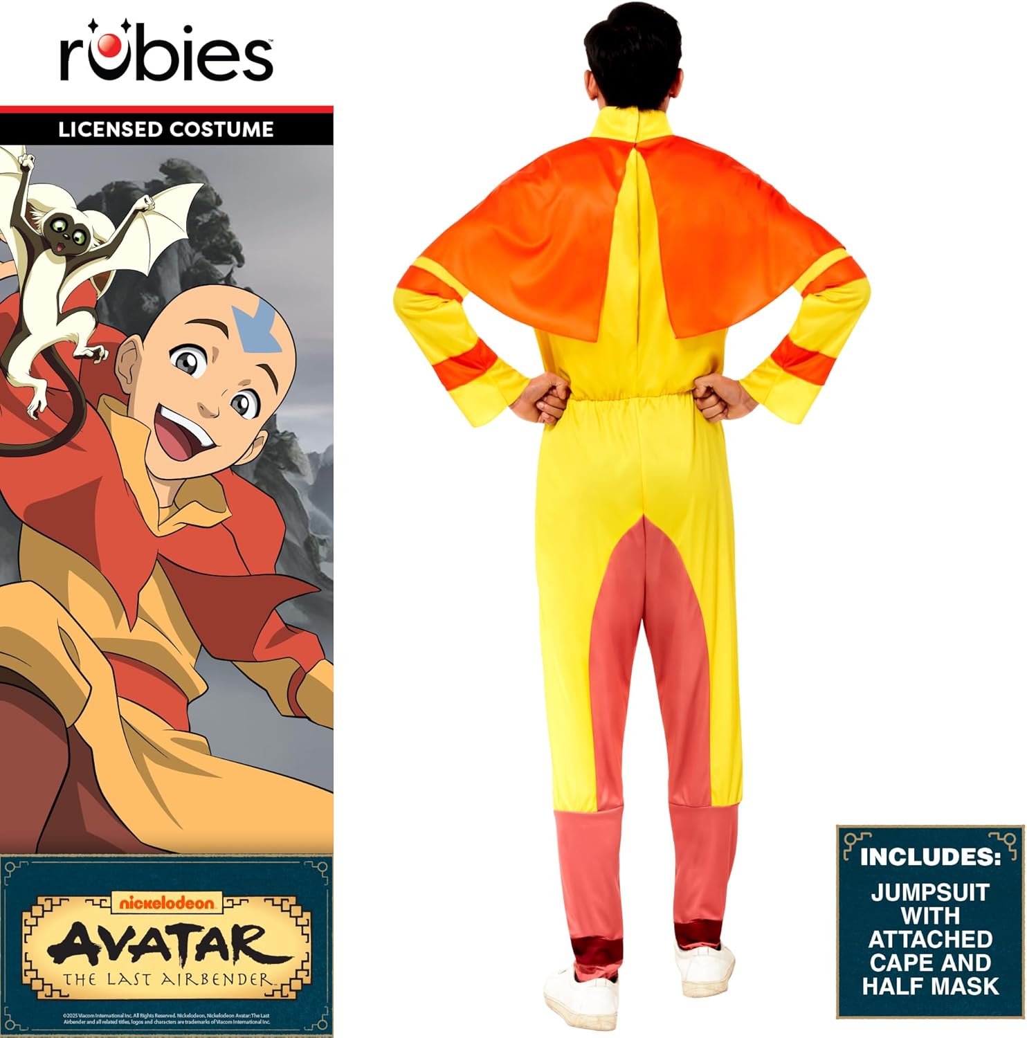 Rubies Men's Avatar: the Last Airbender Aang Costume Jumpsuit With Cape and MaskAdult Costume
