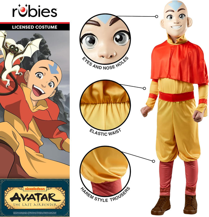 Rubies Official Avatar The Last Airbender Aang Child Costume, Kids Fancy Dress, Size Age 11-13 Years