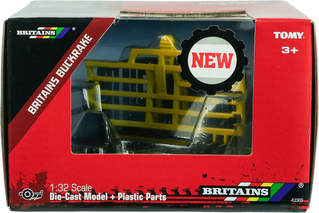 Britains Buck Rake - Diecast Buck Rake Attachment Farm Toys 1 32 Scale - Metal and Plastic Replica Farm Accessories - Collectible Model Tractor Accessories for Plus 3 Year Olds