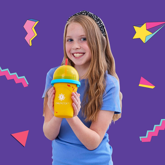 ChillFactor Colour Shock slushy maker Super Sunburst- Reusable slushy maker cup, homemade slushies. Squeeze cup slushy maker Kitchen toys, Orange