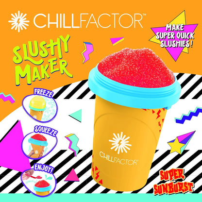 ChillFactor Colour Shock slushy maker Super Sunburst- Herbruikbare slushy maker cup, zelfgemaakte slushies. Knijp beker slushy maker Keuken speelgoed, Oranje
