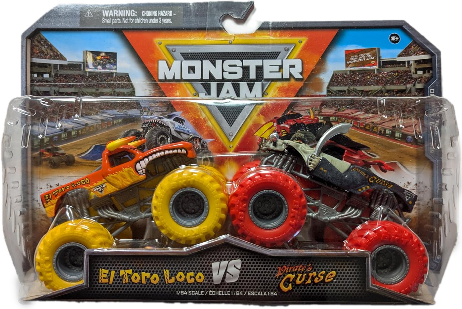 Monster Jam 2024 Series 30 1:64 Monster Truck Diecast, 2 stuks, El Toro Loco vs Captain's Curse