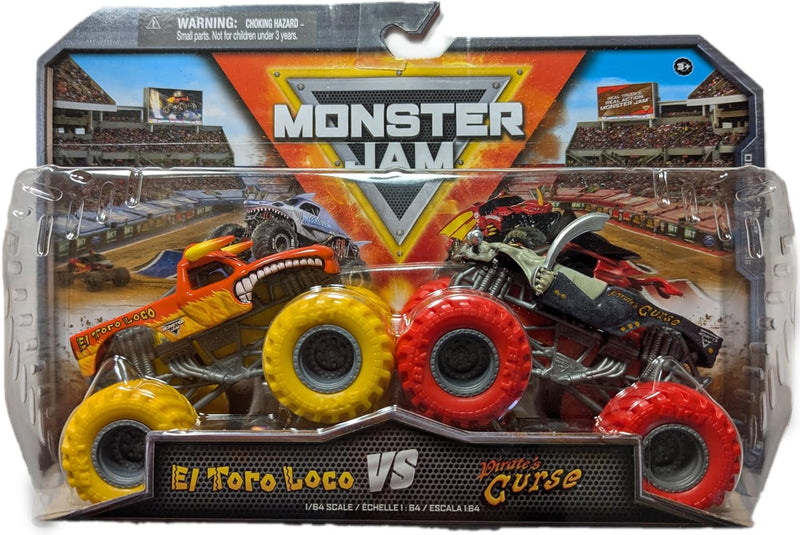 Monster Jam 2024 Series 30 1:64 Monster Truck Diecast, 2 stuks, El Toro Loco vs Captain's Curse