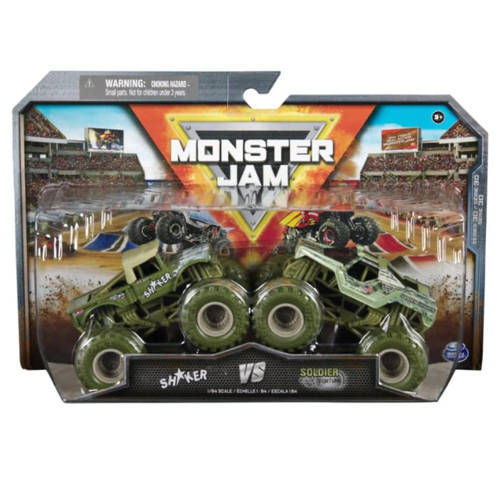 Monster Jam 2024 Series 30 1:64 Diecast Monster Truck 2 unidades, Shaker vs Soldier Fortune