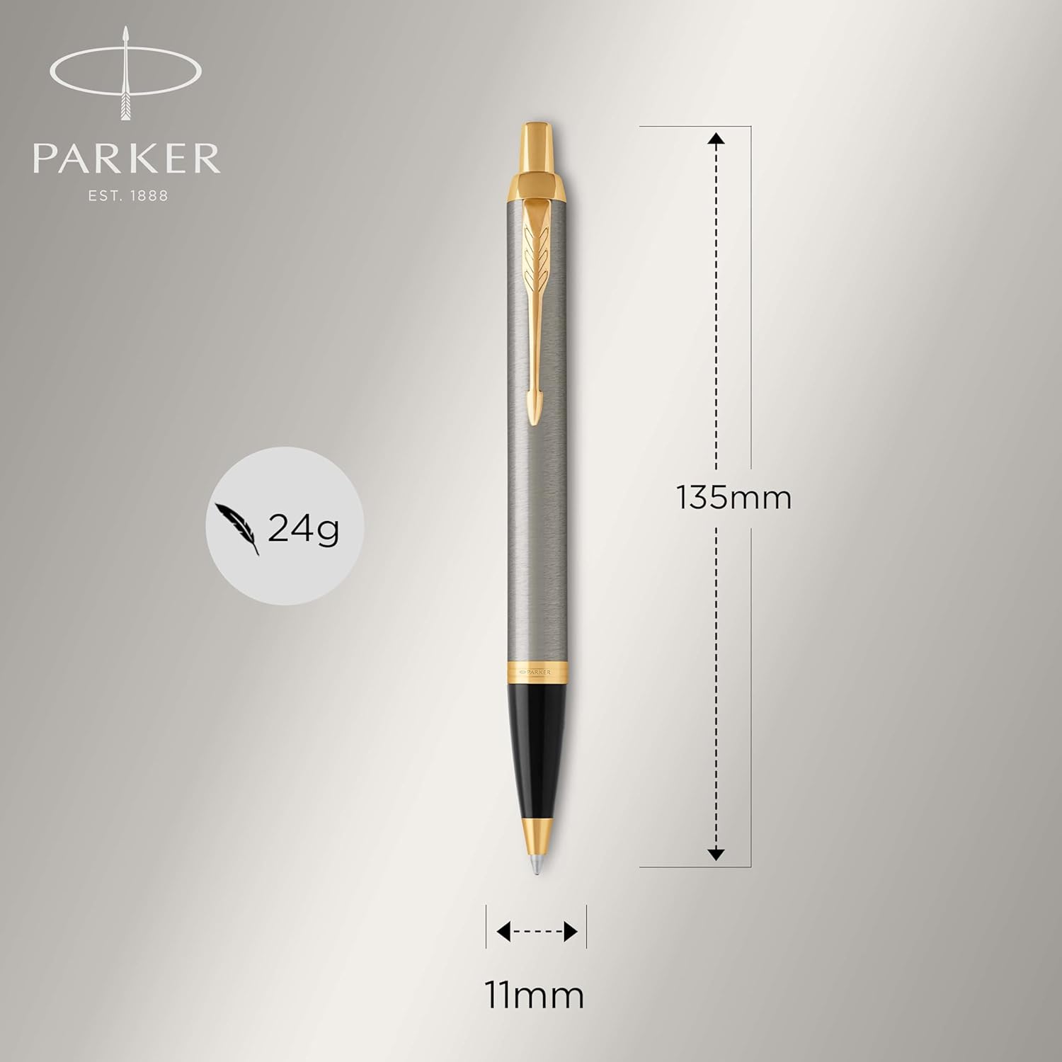 Parker - Im Duo Gift Set With Ballpoint Pen & Rollerball Pen - Brushed Metal With Gold Trim