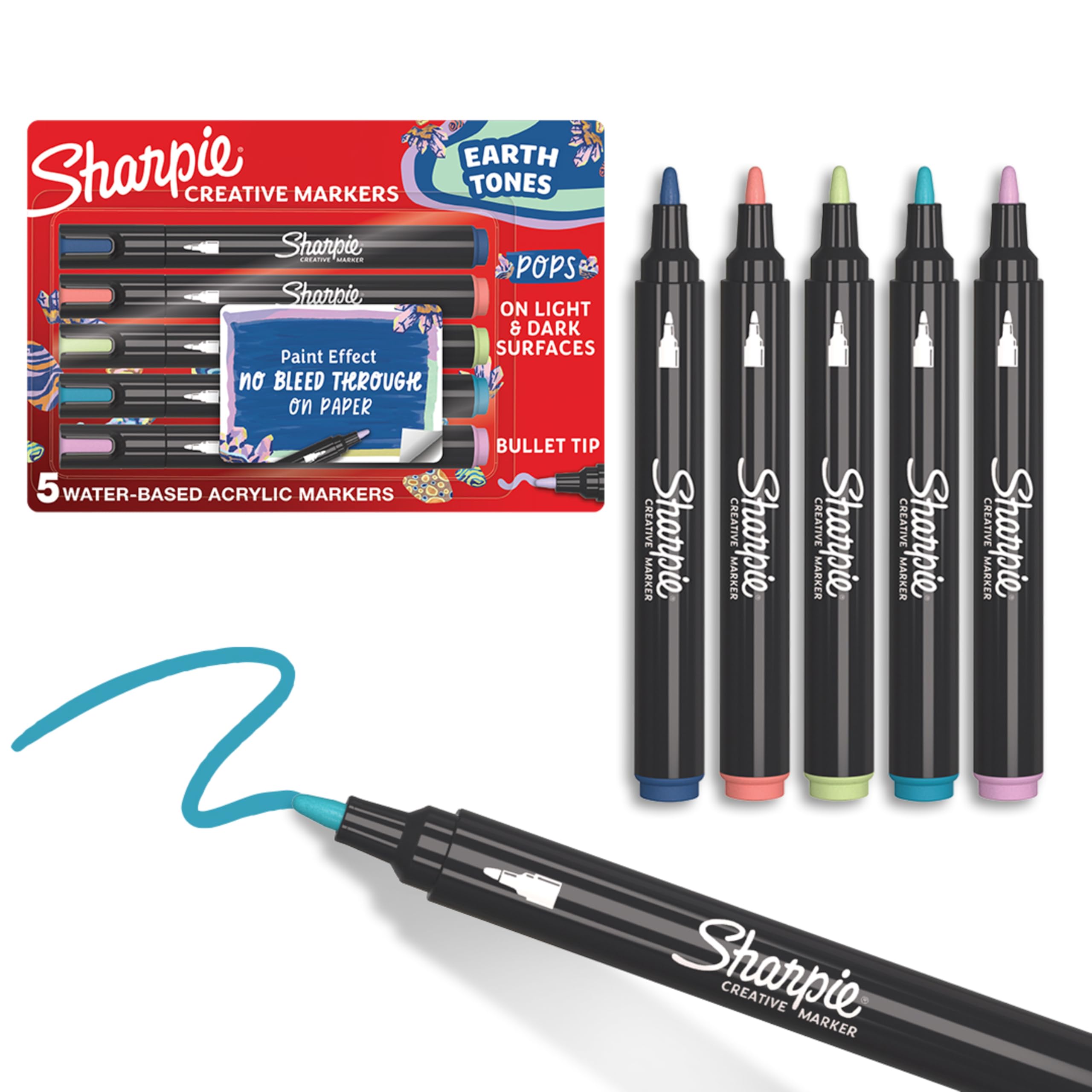Sharpie - Creative Marker Acrylic Paint Pens - Earth Tones - Bullet Tip - Assorted Colours - 5 Count (Sku: 2213380)
