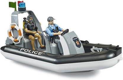 bruder 62733 - bworld politie opblaasboot met politieagenten, duikers en toebehoren, reddingsdienst, politieboot waterspeelgoed