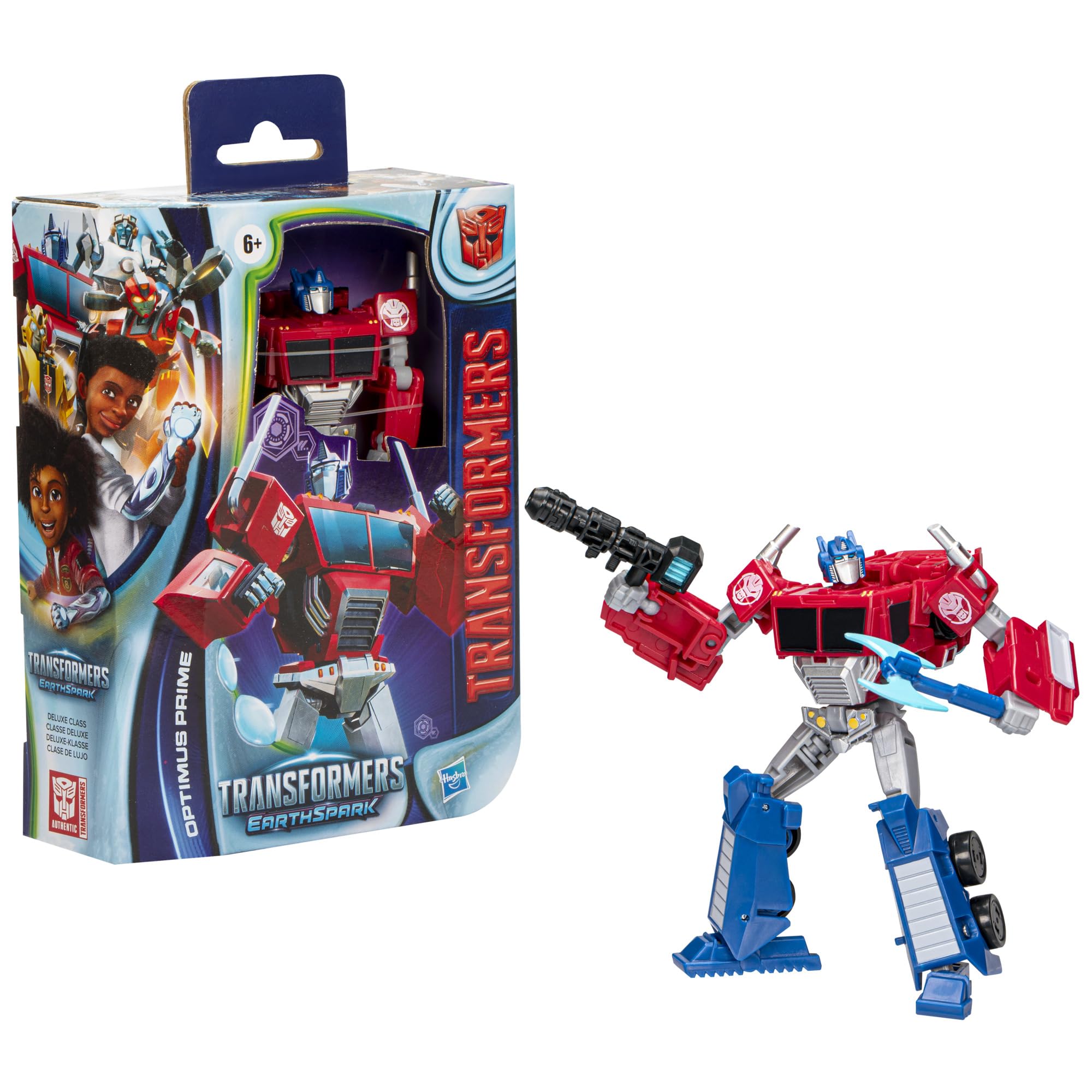 Transformers Toys EarthSpark Deluxe Class Optimus Prime, 12.5-cm Action Figure, Robot Toys for Children Aged 6 and Up
