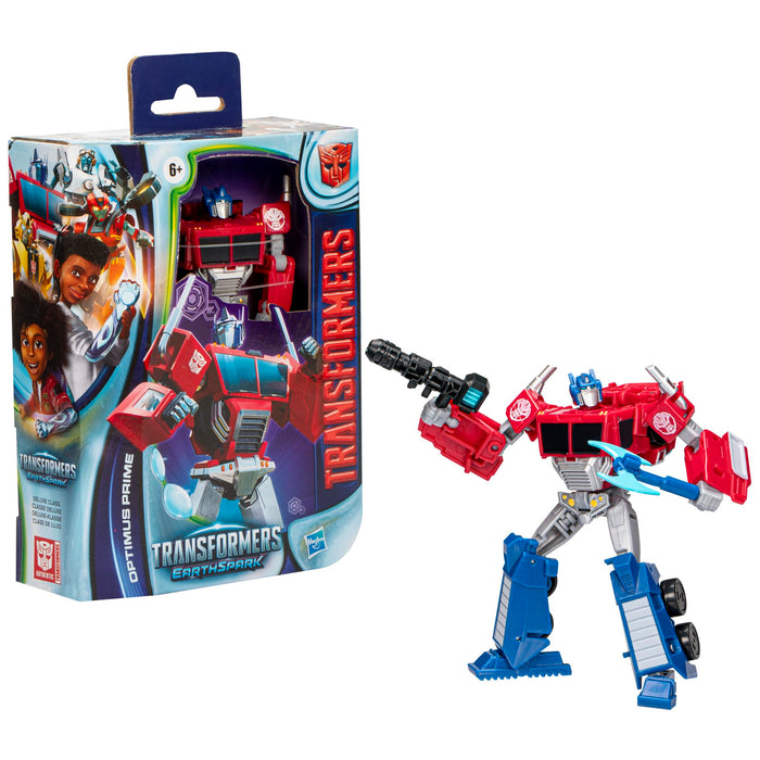 Transformers Toys EarthSpark Deluxe Class Optimus Prime, 12.5-cm Action Figure, Robot Toys for Children Aged 6 and Up
