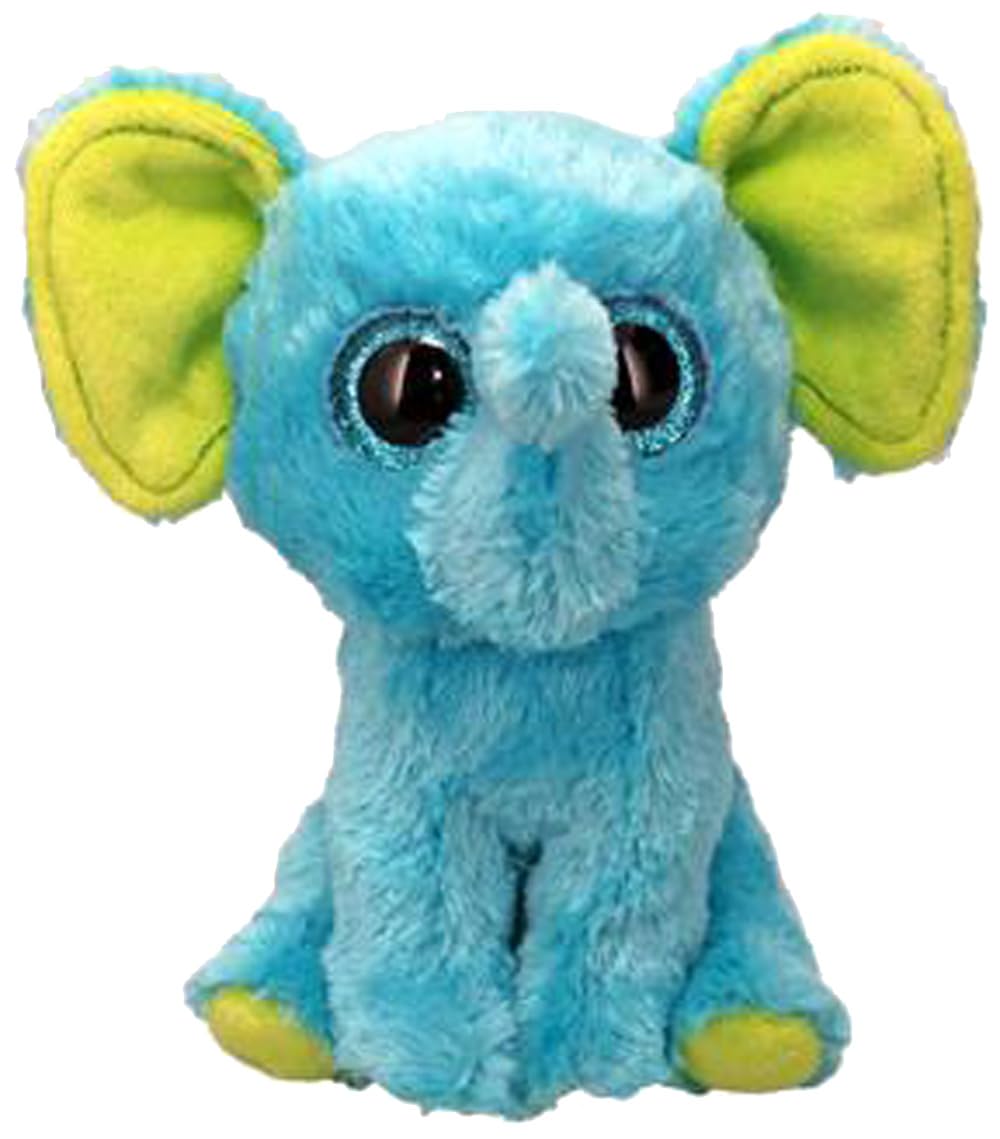 TY Beanie Boos - Trunkles l'Elefantino Blu con Occhi Azzurri Grandi e Glitter, il Peluche con gli Occhi Grandi Scintillanti - 15 Cm - T37359