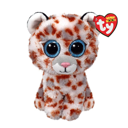 Ty Beanie Boos T37363 Coco el Leopardo con Ojos Grandes y Purpurina - El Peluche con Grandes Ojos Brillantes - 15 cm