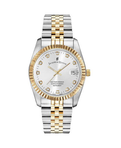Jacques du Manoir Swiss-made Ladies Inspiration Silver & Gold Plated Bracelet Watch