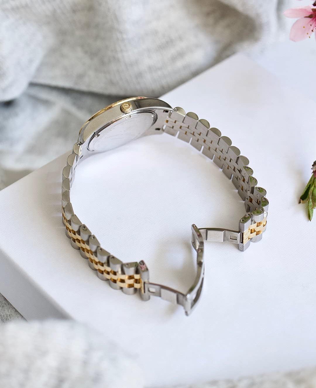 Jacques du Manoir Swiss-made Ladies Inspiration White Silver and Gold Plated Bracelet Watch