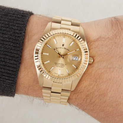 Jacques du Manoir Swiss-made Gents Inspiration  Gold Plated Bracelet Watch