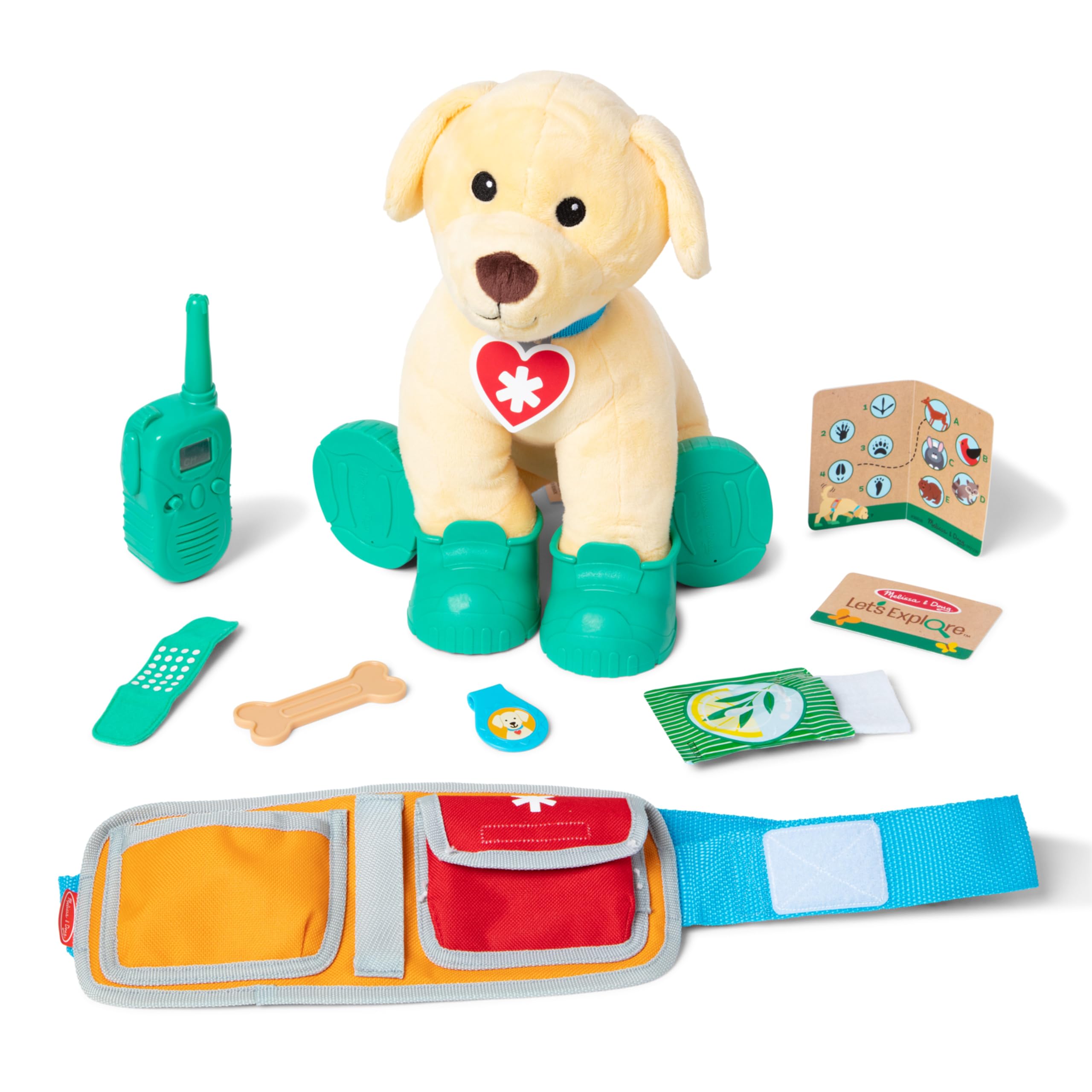 Melissa & Doug Perro guardabosques de peluche con equipo de búsqueda y rescate, Peluche suave y adorable, Juguete para abrazar, Juego de rol, Juego creativo, Regalo para niños y niñas de 3+ años