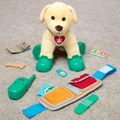 Melissa & Doug Perro guardabosques de peluche con equipo de búsqueda y rescate, Peluche suave y adorable, Juguete para abrazar, Juego de rol, Juego creativo, Regalo para niños y niñas de 3+ años