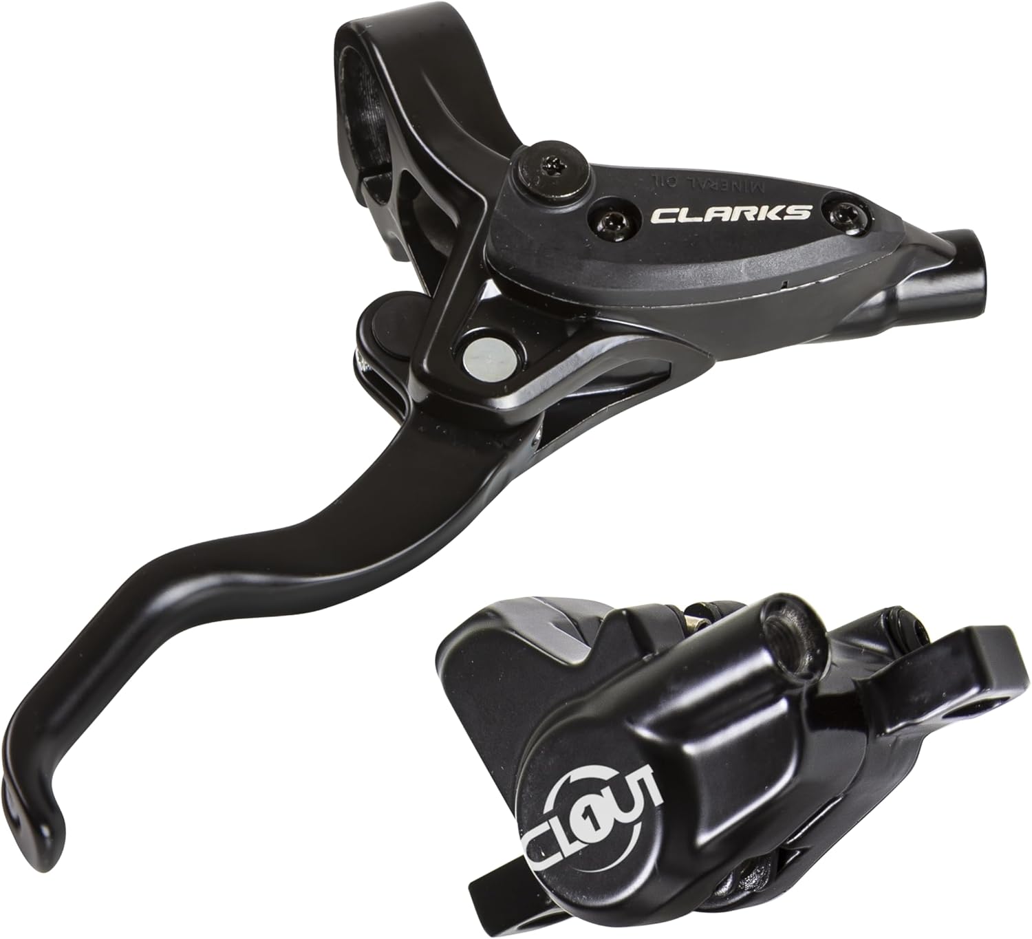 Clarks Cycle Systems Clout-1 Front & Rear Hydraulic Disc Brake Set, Including Rotors, Olives, IS Mounts