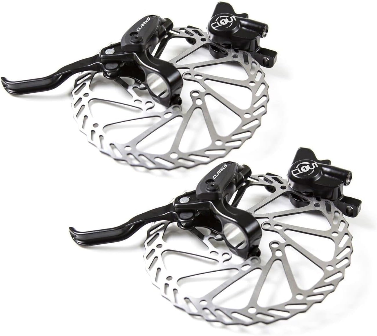 Clarks Cycle Systems Clout-1 Front & Rear Hydraulic Disc Brake Set, Including Rotors, Olives, IS Mounts
