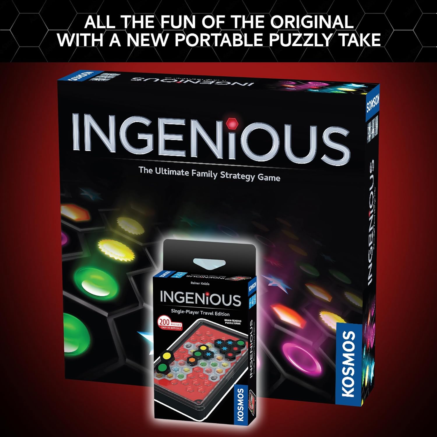 Thames & Kosmos Ingenious: Single-Player Travel Edition, Domino-Style Puzzle Game, Portable Travel Game for Adults and Kids, For 1+ Players, Suitable for Ages 8+
