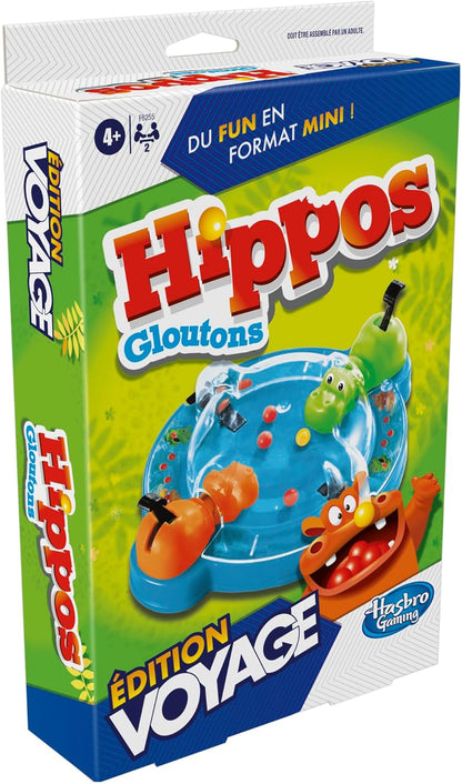 Hasbro Gaming Hippos Gloutons Travel Edition Game, Portable Game for 2 Players, Travel Games for Kids, Includes 2 Hippos, Perfect for Summer