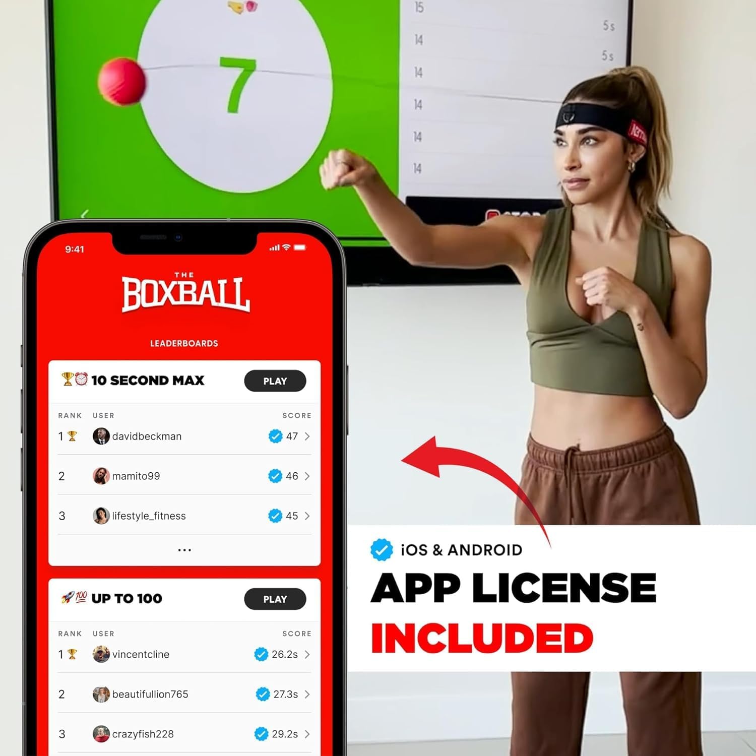 Boxbollen Original with App, Used by Celebrities - MMA Gear Boxing Ball - Boxing Reflex Ball with Adjustable Strap - Interactive Boxball App Integration - 1 Pack