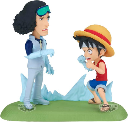 Banpresto Monkey D. Luffy Vs Kuzan One Piece Action Figure, World Collectable Log Stories 9 cm, BP28688P Multicolor, Collectible Figure, Optimal for Anime Fans